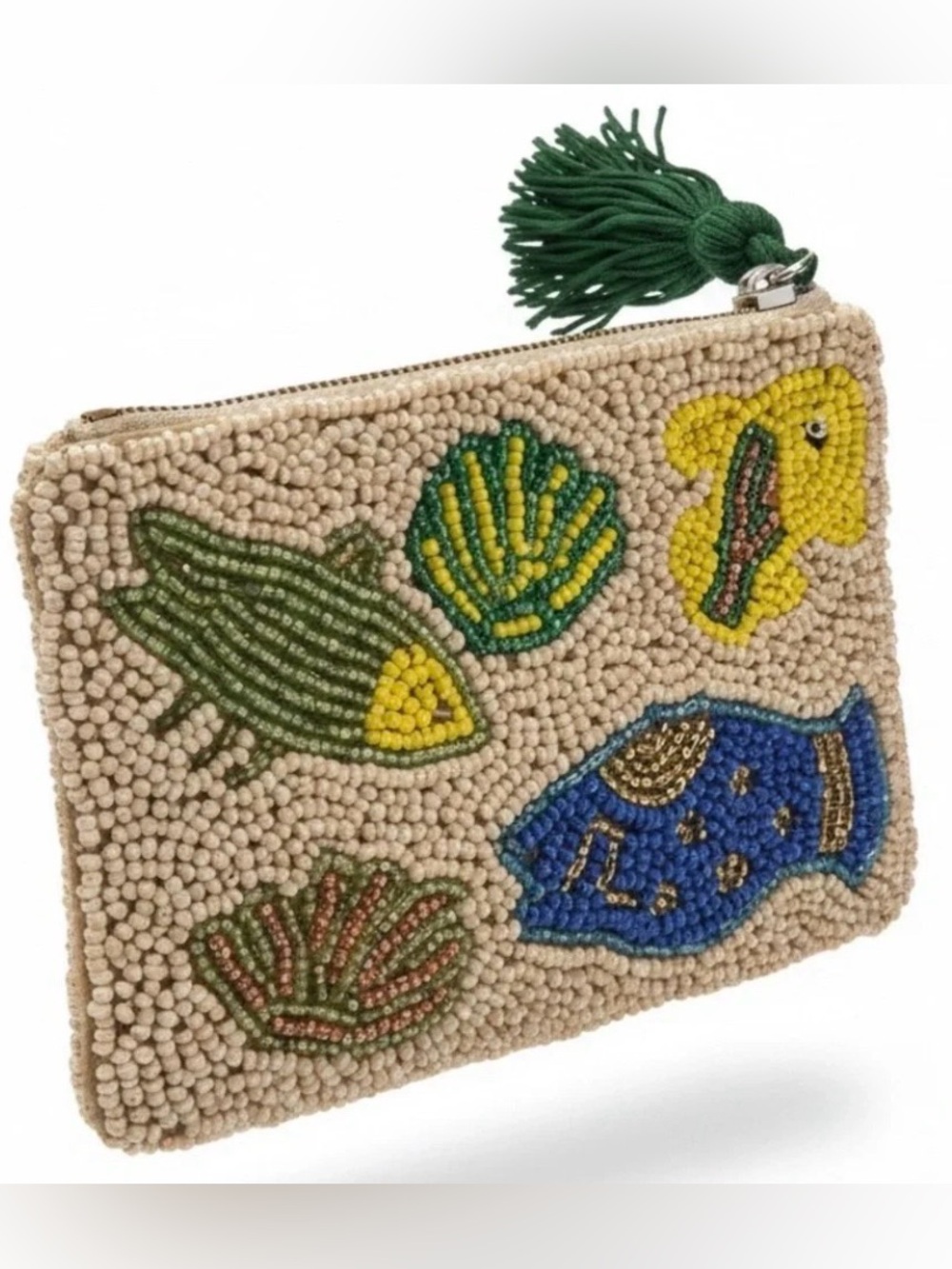 NEW American & Beyond Glass Beaded Sea Life Coin Purse
